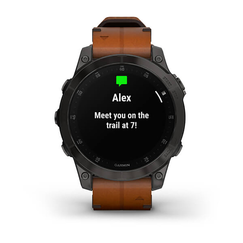 Garmin Epix Gen 2 Black Carbon Gray DLC Ti W Leather Band Full Color Display Watch - 010-02582-30