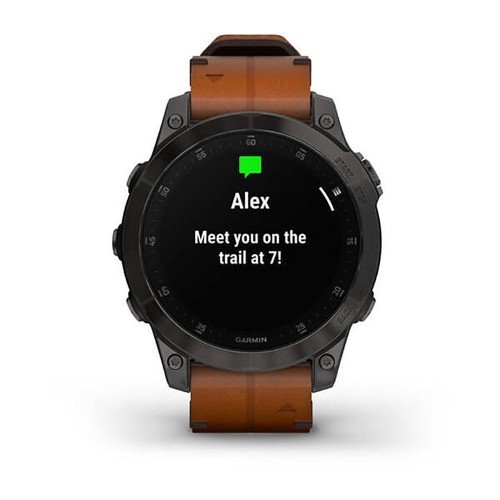 Garmin Epix Gen 2 Black Carbon Gray DLC Ti W Leather Band Full Color Display Watch - 010-02582-30