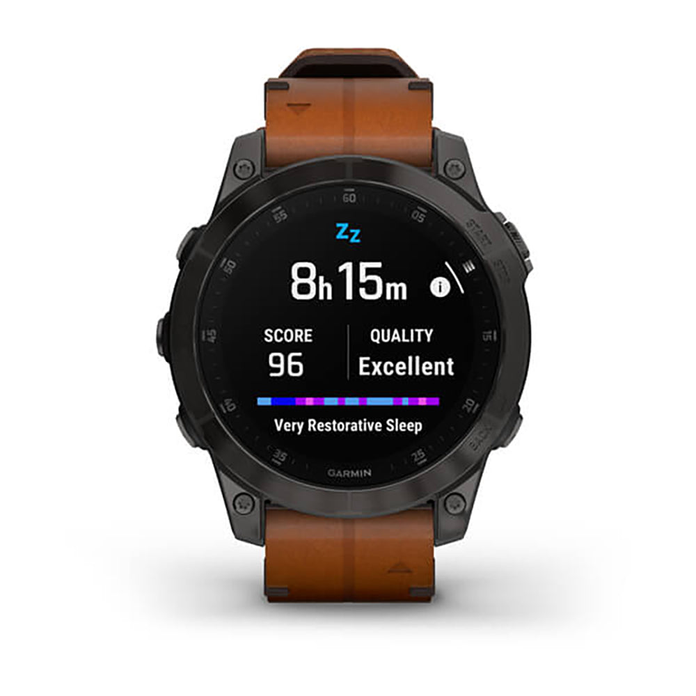 Garmin Epix Gen 2 Black Carbon Gray DLC Ti W Leather Band Full Color Display Watch - 010-02582-30
