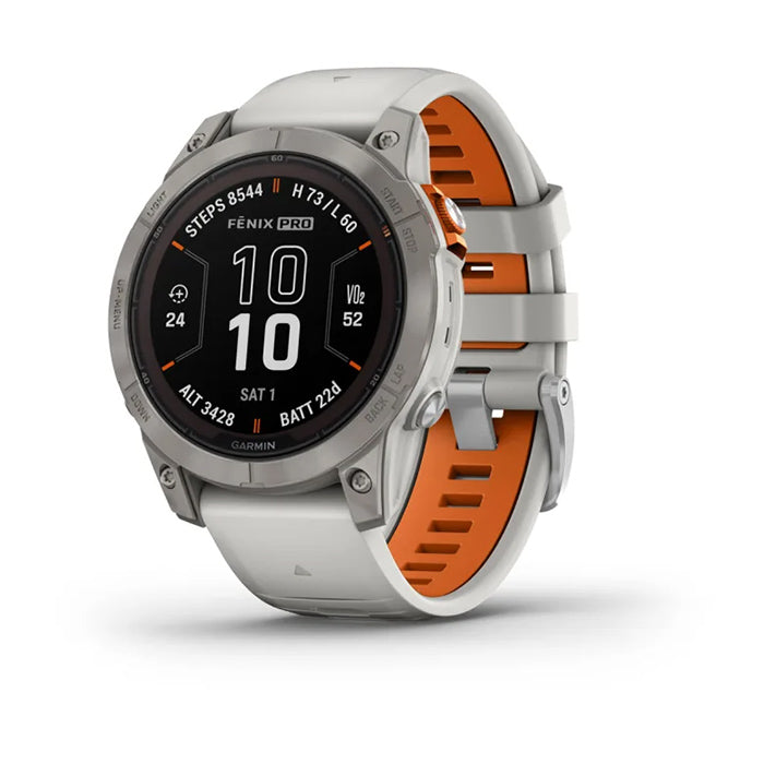 Garmin Fenix 7 Prosapphire Solar Edition Titanium Fog Gray/Ember Orange Full Display Watch - 010-02777-21