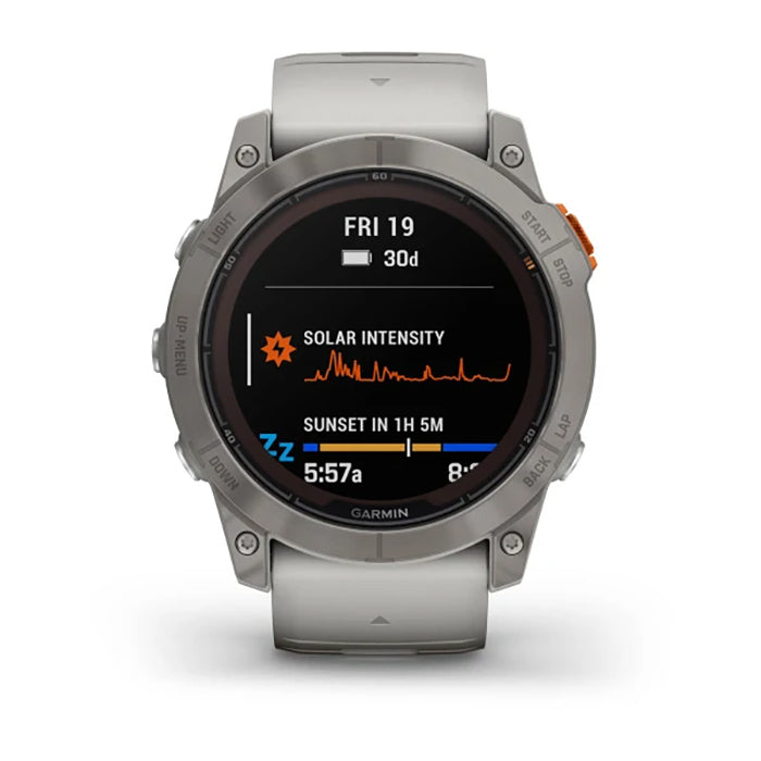 Garmin Fenix 7X Prosapphire Solar Edition Titanium Fog Gray/Ember Orange Full Display Watch - 010-02778-15