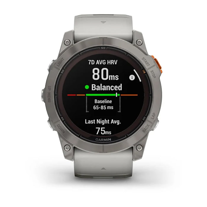 Garmin Fenix 7X Prosapphire Solar Edition Titanium Fog Gray/Ember Orange Full Display Watch - 010-02778-15