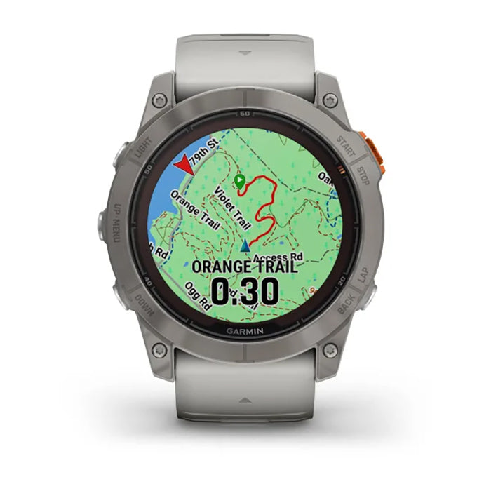 Garmin Fenix 7X Prosapphire Solar Edition Titanium Fog Gray/Ember Orange Full Display Watch - 010-02778-15