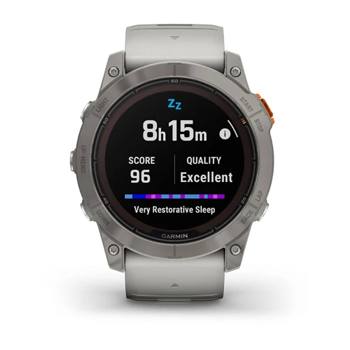 Garmin Fenix 7X Prosapphire Solar Edition Titanium Fog Gray/Ember Orange Full Display Watch - 010-02778-15