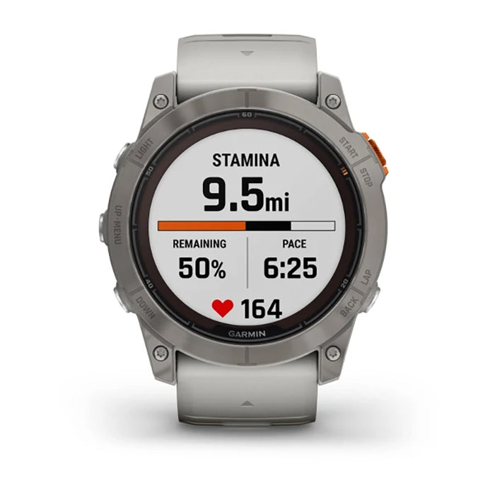 Garmin Fenix 7X Prosapphire Solar Edition Titanium Fog Gray/Ember Orange Full Display Watch - 010-02778-15