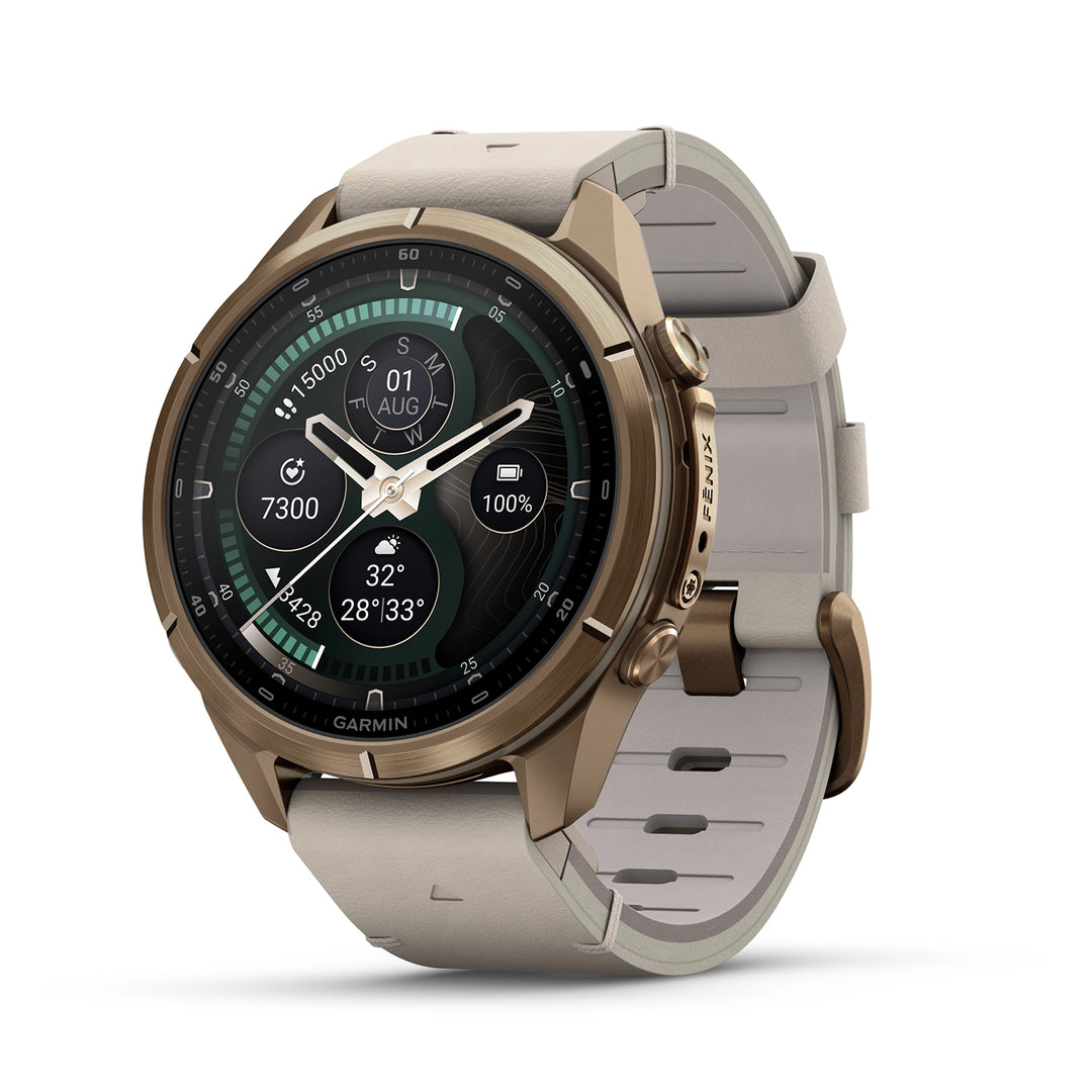 GARMIN FENIX 9 PRO 43MM AMOLED LTE AUTUMN GOLD TITANIUM WITH BONE LEATHER BAND