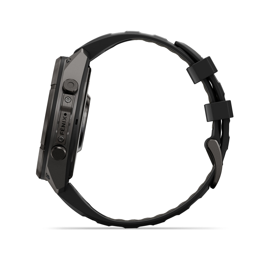GARMIN FENIX 9 PRO 47MM AMOLED CARBON GRAY DLC TITANIUM WITH BLACK PEBBLE GREY SILICONE BAND