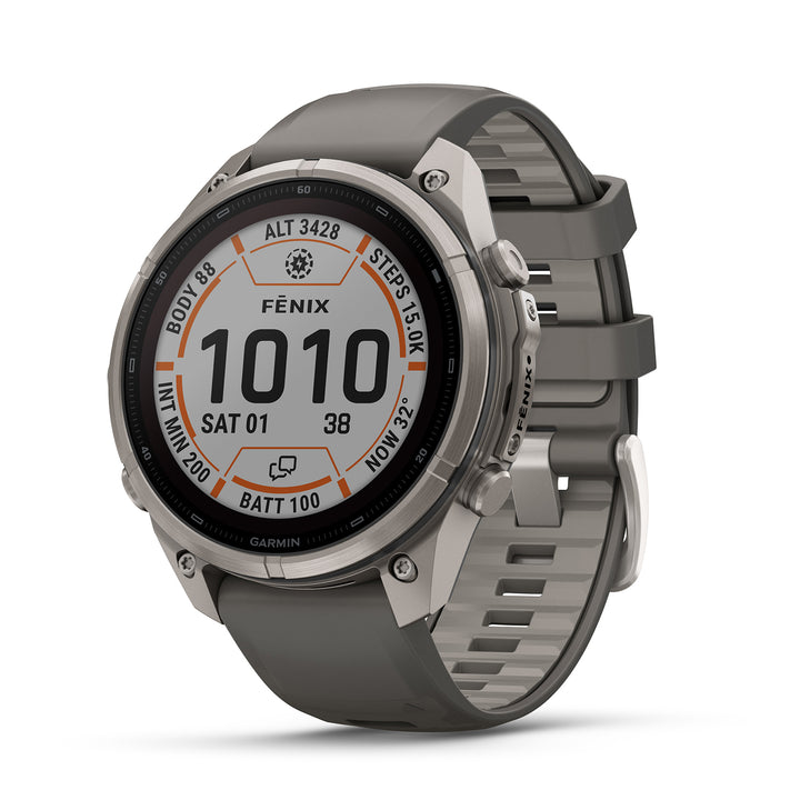 GARMIN FENIX 9 PRO 47MM SOLAR LTE TITANIUM WITH PEBBLE GREY SILICONE BAND