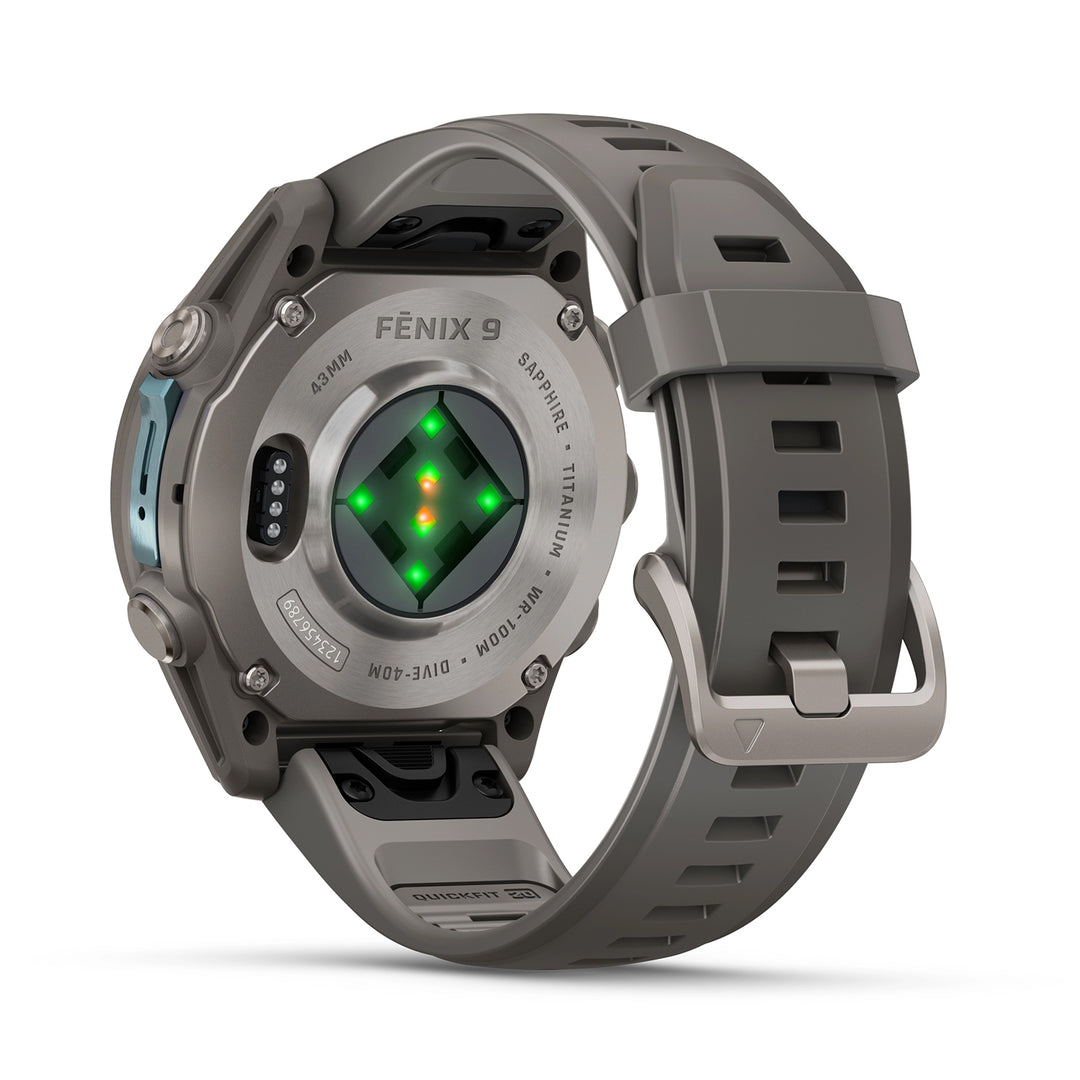 GARMIN FENIX 9 43MM AMOLED TITANIUM WITH PEBBLE GREY SILICONE BAND