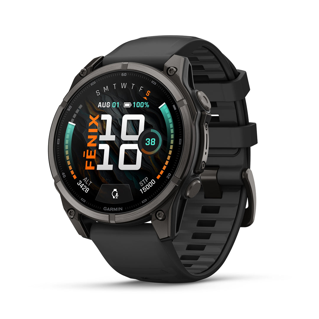 GARMIN FENIX 9 47MM CARBON GRAY DLC TITANIUM WITH BLACK PEBBLE GREY SILICONE BAND
