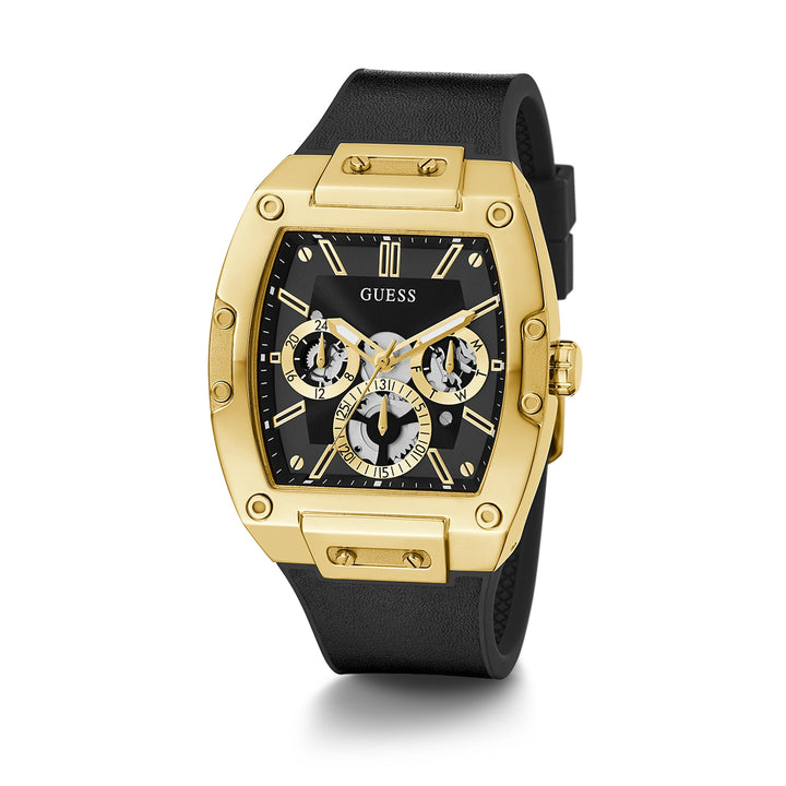 Guess Phoenix Black Dial Gold-Tone Stainless Steel Leather Men&
