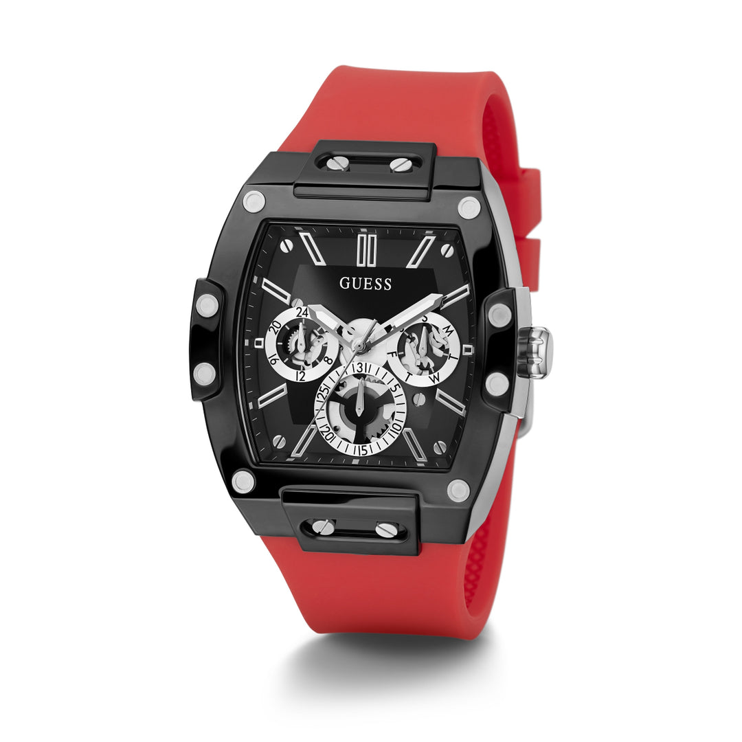 Guess Phoenix Black Dial Polycarbonate Red Silicone Men&