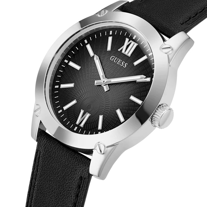 Guess Men's Watch Black Dial Silver Tone Case Quartz