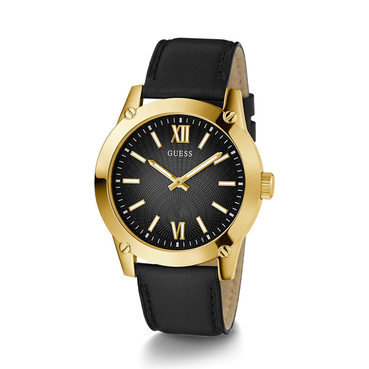Guess Men's Watch Black Dial Gold Tone Case Quartz