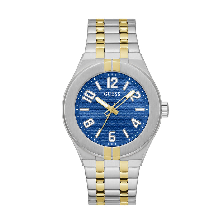 Guess Men's Watch Blue Dial Silver & Gold Tone Case Quartz