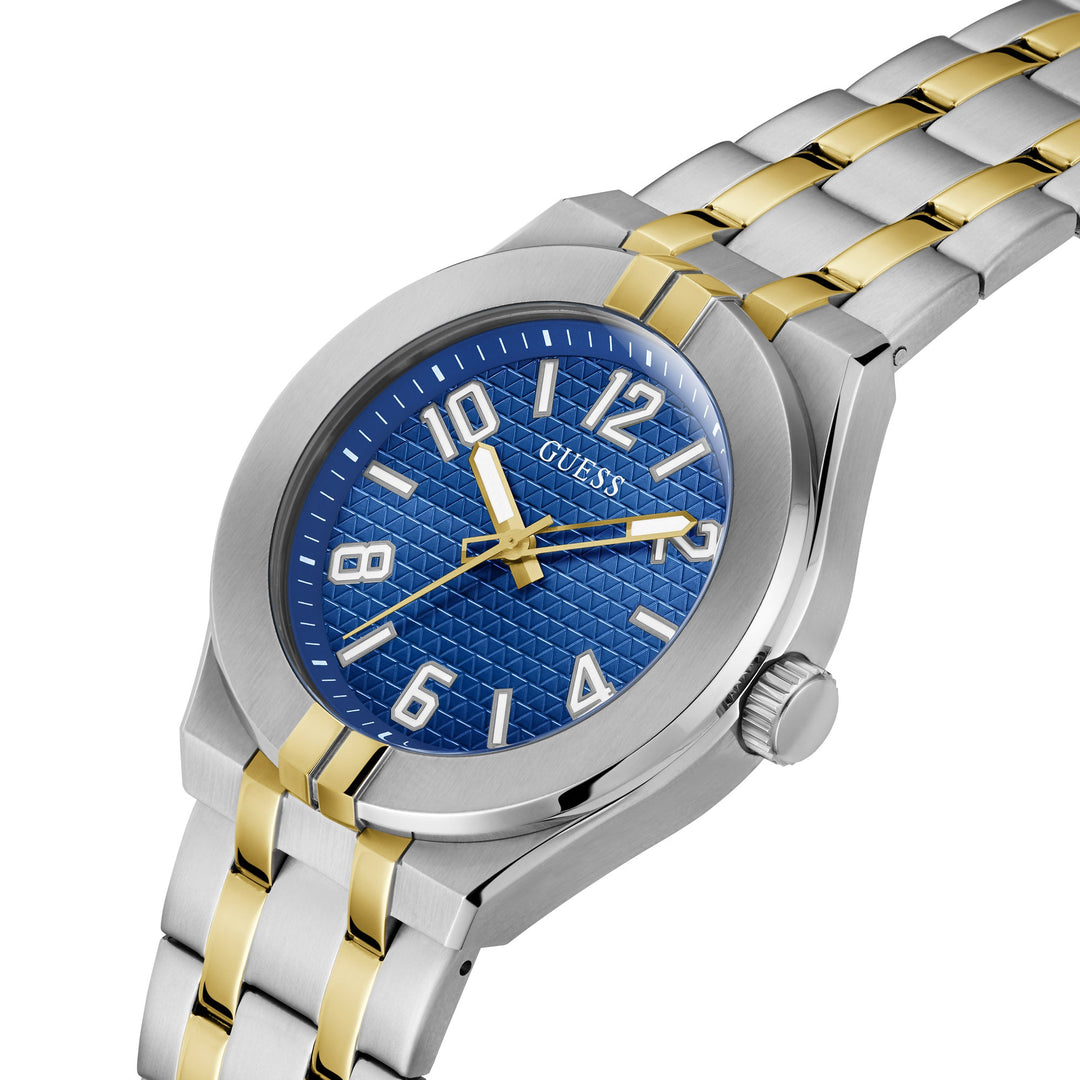 Guess Men's Watch Blue Dial Silver & Gold Tone Case Quartz