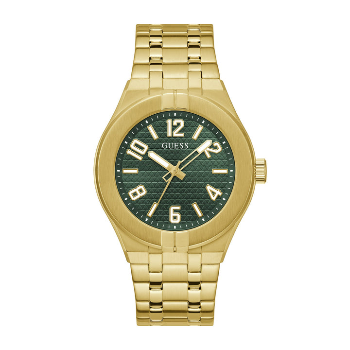 Guess Men's Watch Green Dial Gold Tone Case Quartz