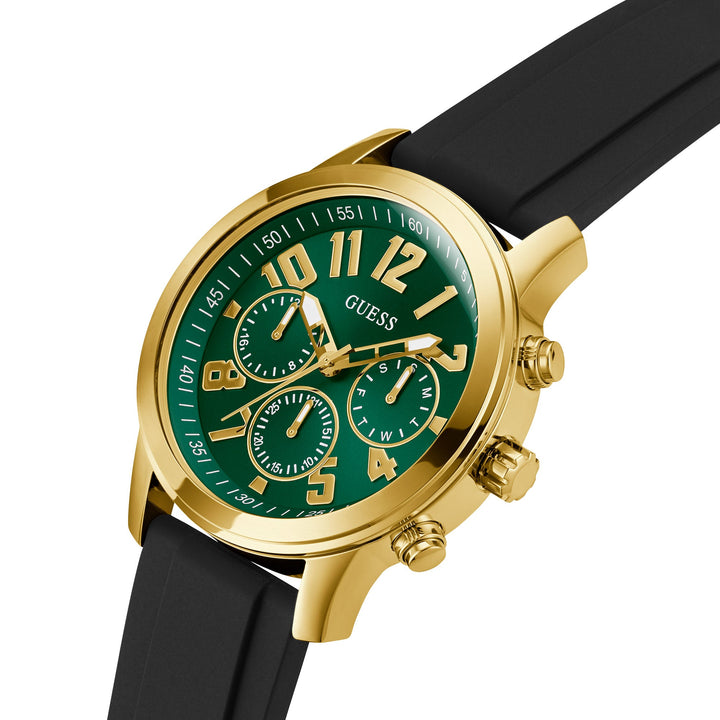 Guess Men's Watch Green Dial Gold Tone Case Quartz