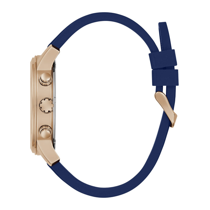 Guess Men's Watch Blue Dial Rose Gold Tone Case Quartz