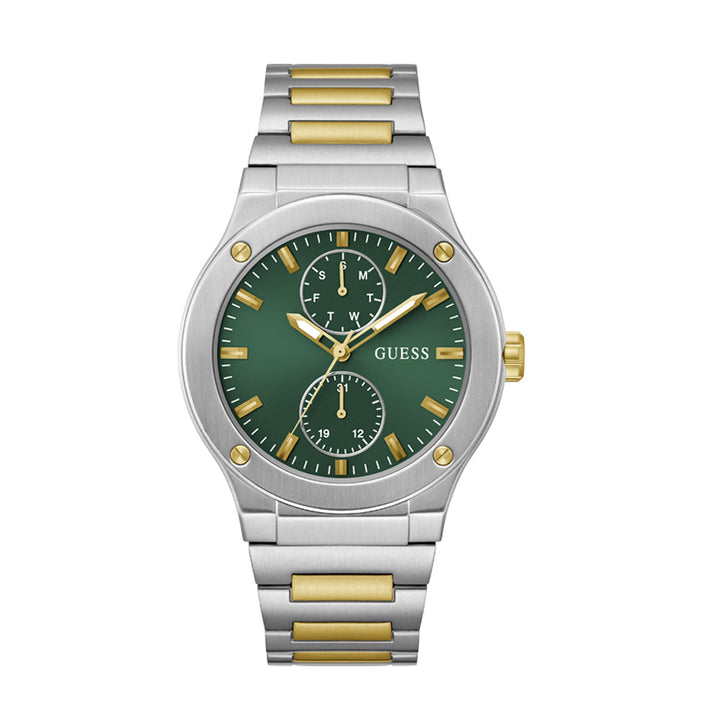 Guess Men's Watch Silver Tone Case Green Dial Quartz