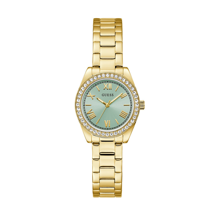 Guess Women's Watch Gold Tone Case Green Dial Quartz
