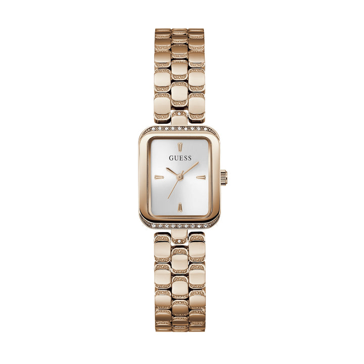 Guess Women's Watch Rose Gold Tone Case Silver Dial Quartz