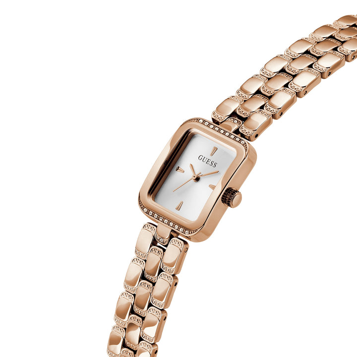 Guess Women's Watch Rose Gold Tone Case Silver Dial Quartz
