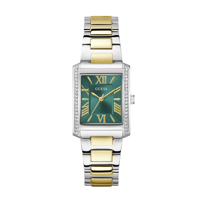 Guess Women's Watch Silver Tone Case Green Dial Quartz