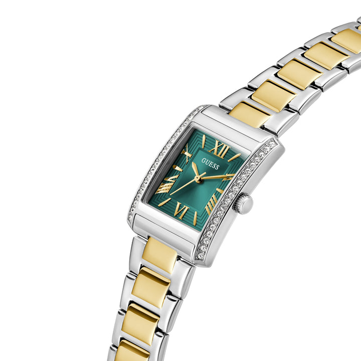 Guess Women's Watch Silver Tone Case Green Dial Quartz