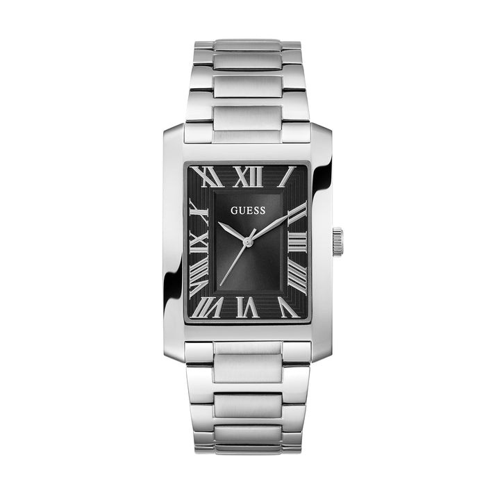Guess Men's Watch Silver Tone Case Black Dial Quartz
