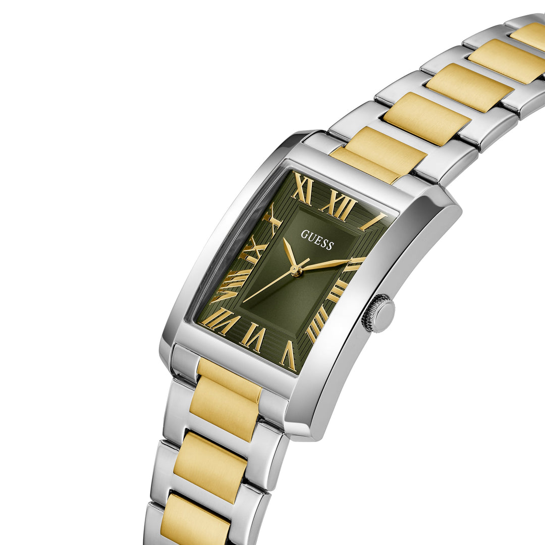 Guess Men's Watch Silver Tone Case Green Dial Quartz