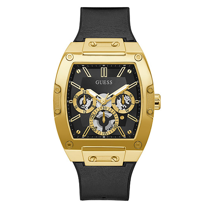 Guess Phoenix Black Dial Gold-Tone Stainless Steel Leather Men&