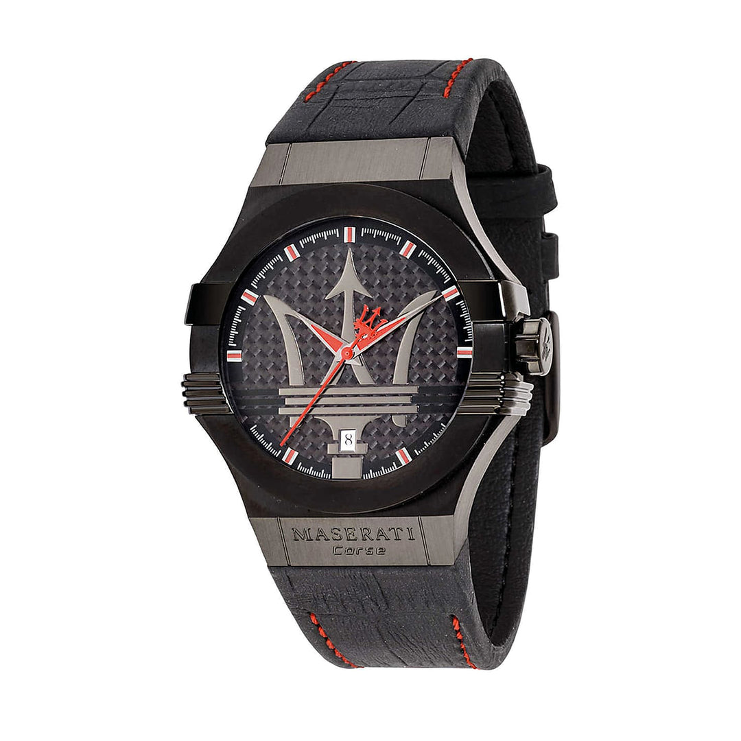 Maserati Potenza Black Dial Black Leather Men&