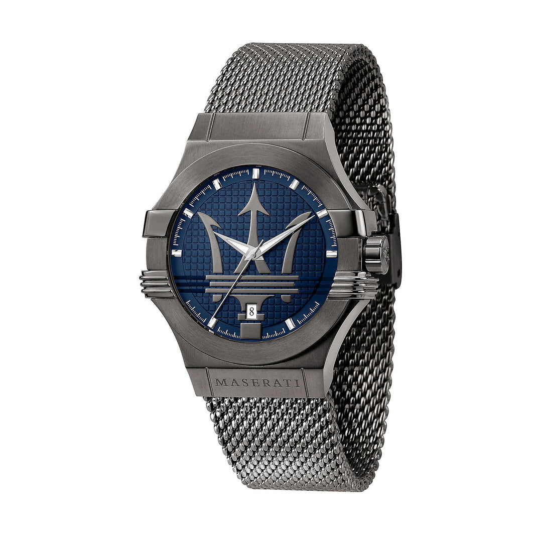 Maserati Potenza Blue Dial Grey Mesh Men&