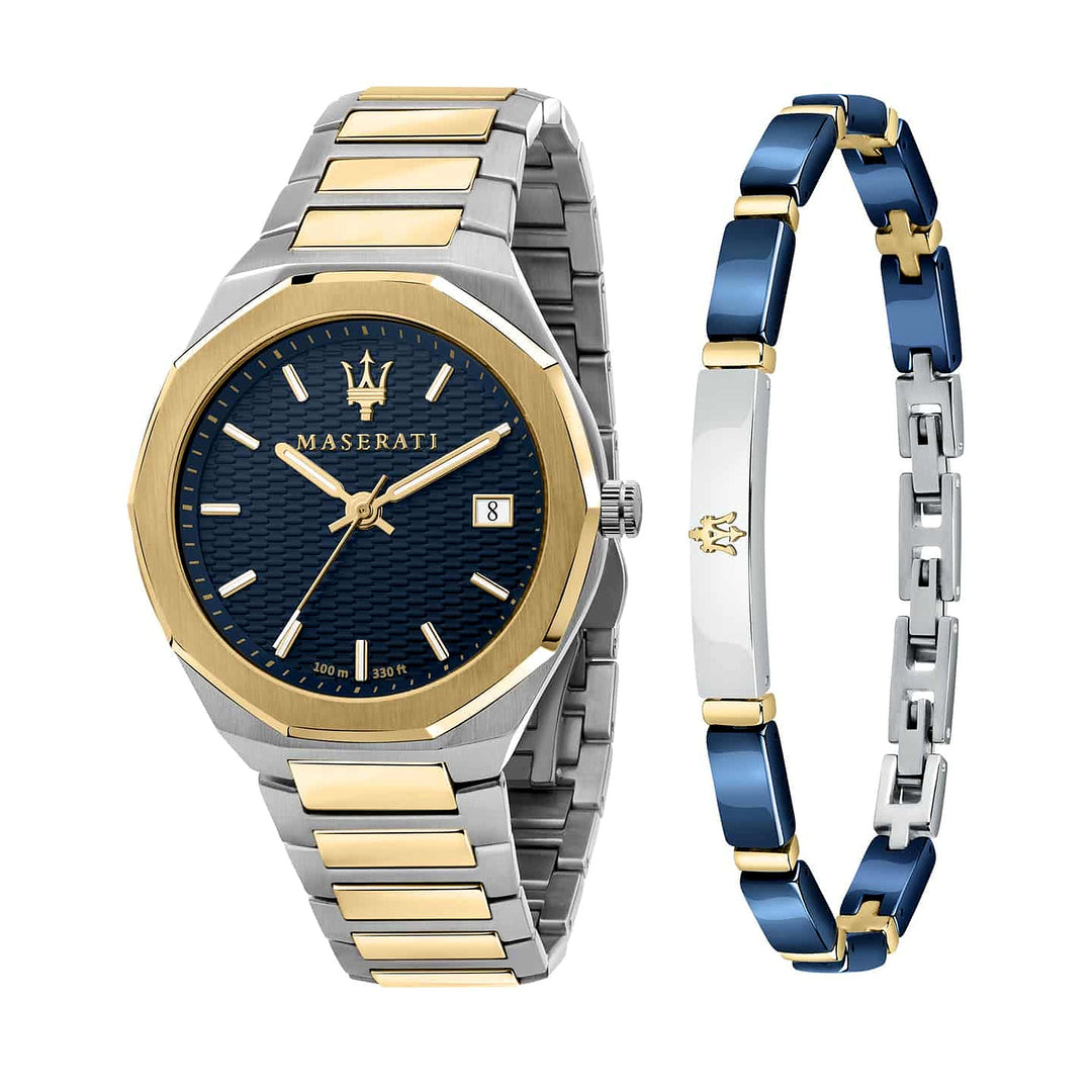 Maserati Stile Blue Dial Two-Tone Men&
