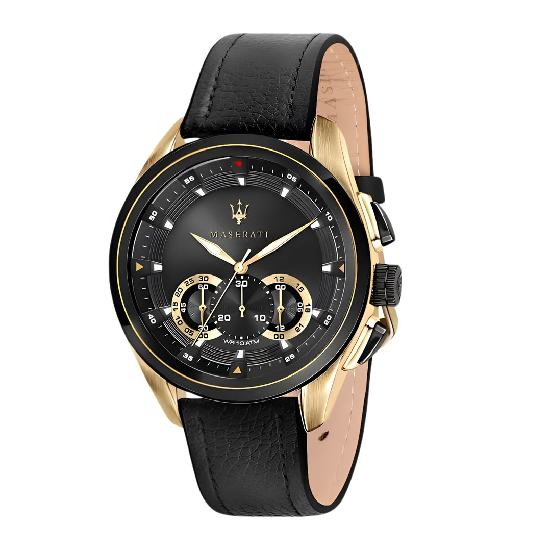 Maserati Traguardo Black Dial Black Leather Men&