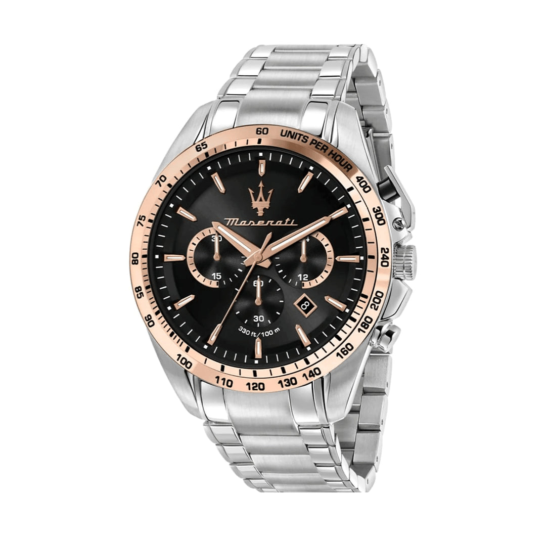 Maserati Traguardo Limited Edition Chronograph Black Dial Silver Rose Gold Men&