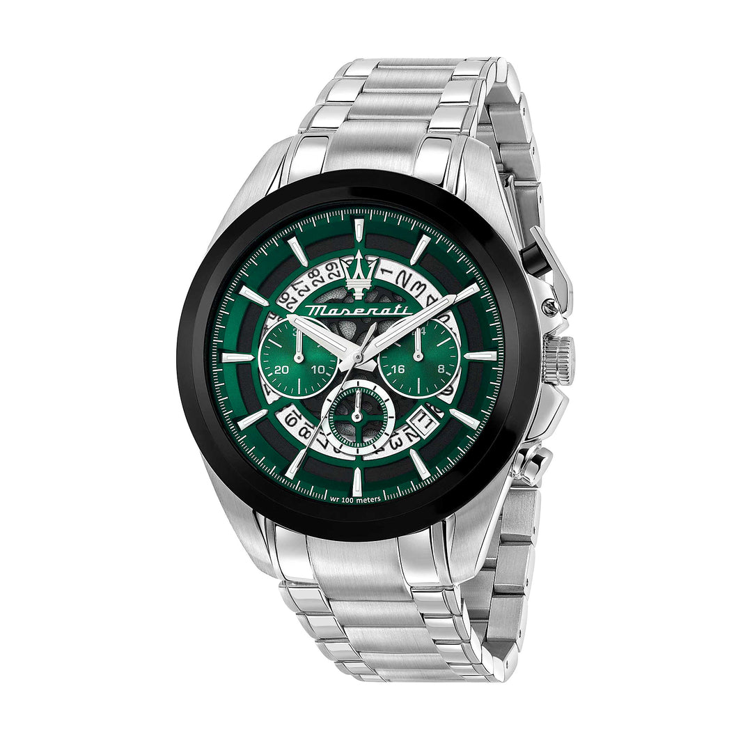 Maserati Traguardo Chronograph Green Dial Silver Men&
