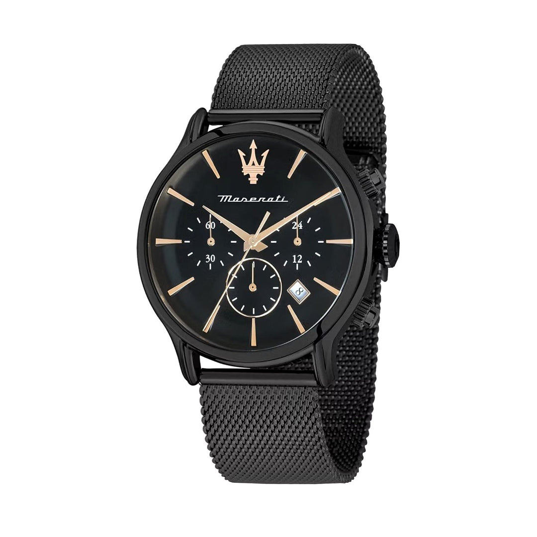 Maserati Epoca Chronograph Black Dial Black Mesh Men&