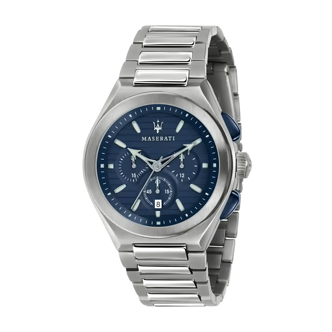 Maserati Triconic Chronograph Blue Dial Silver Men&
