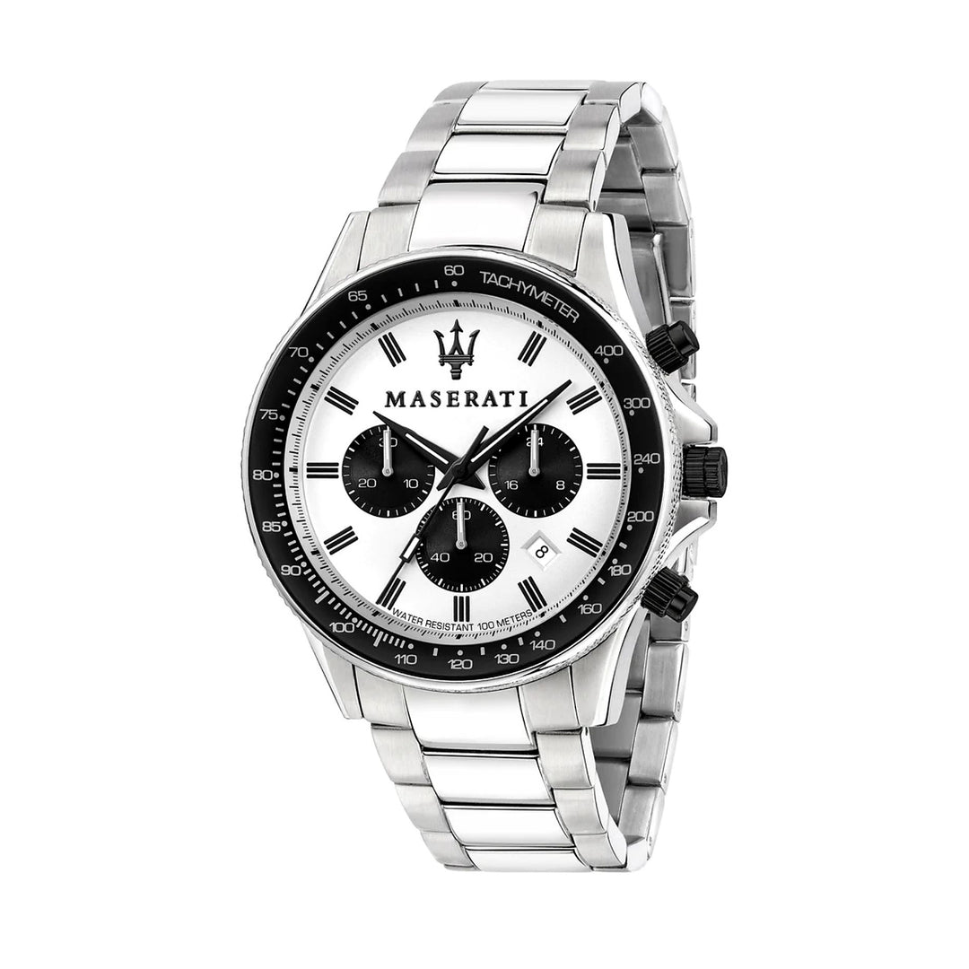 Maserati Sfida Chronograph White Dial Silver Men&