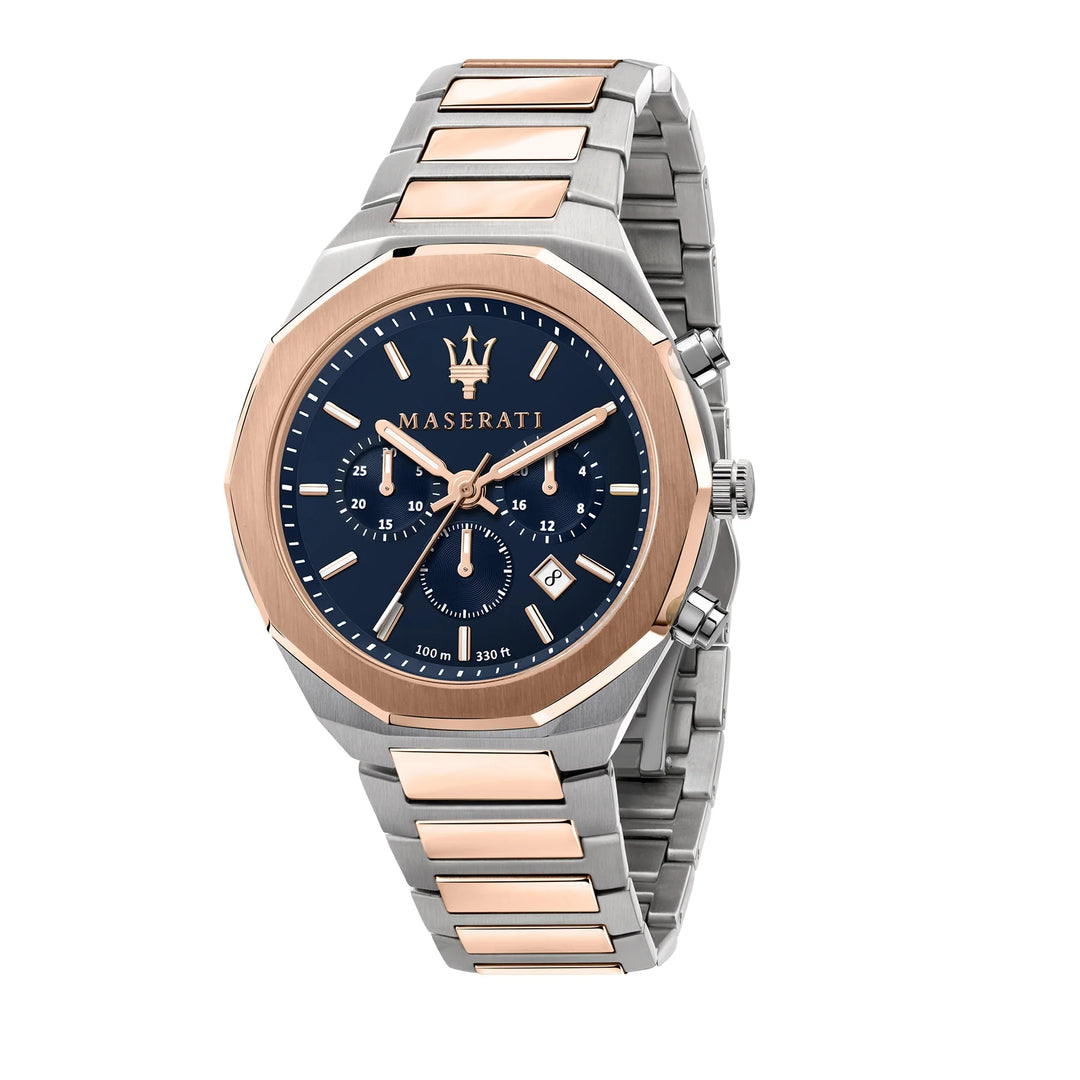 Maserati Stile Chronograph Blue Dial Two-Tone Men&