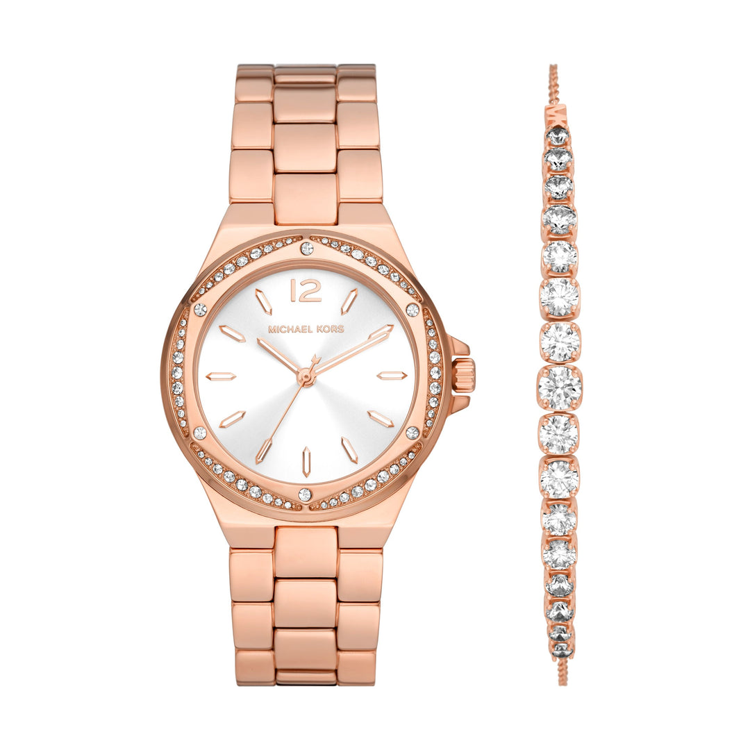 Michael Kors Lennox Three-Hand Rose Gold-Tone Stainless Steel Women&