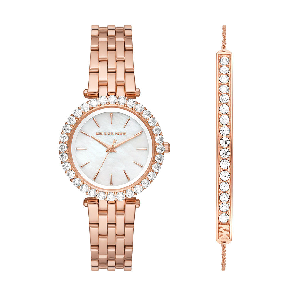 Michael Kors Darci Three Hand Rose Gold Tone Stainless Steel Women&