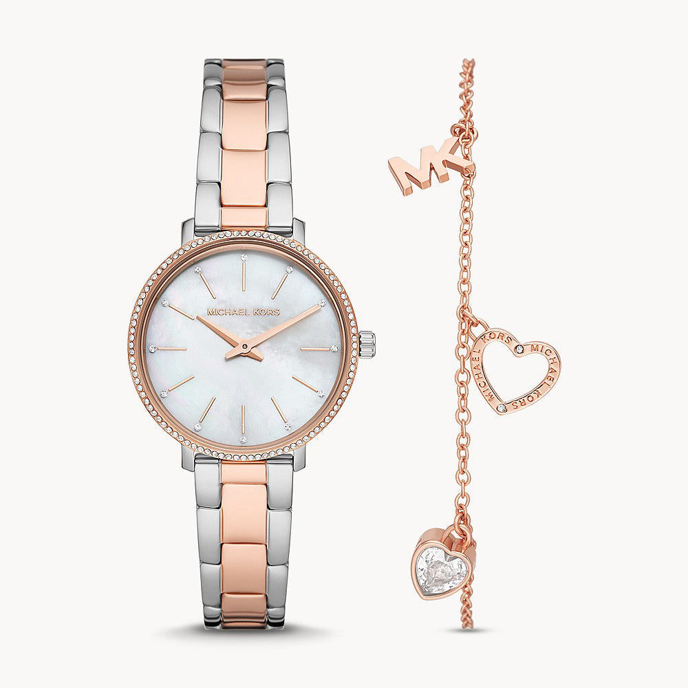 Michael Kors Pyper Two-Hand Two-Tone Stainless Steel Women&