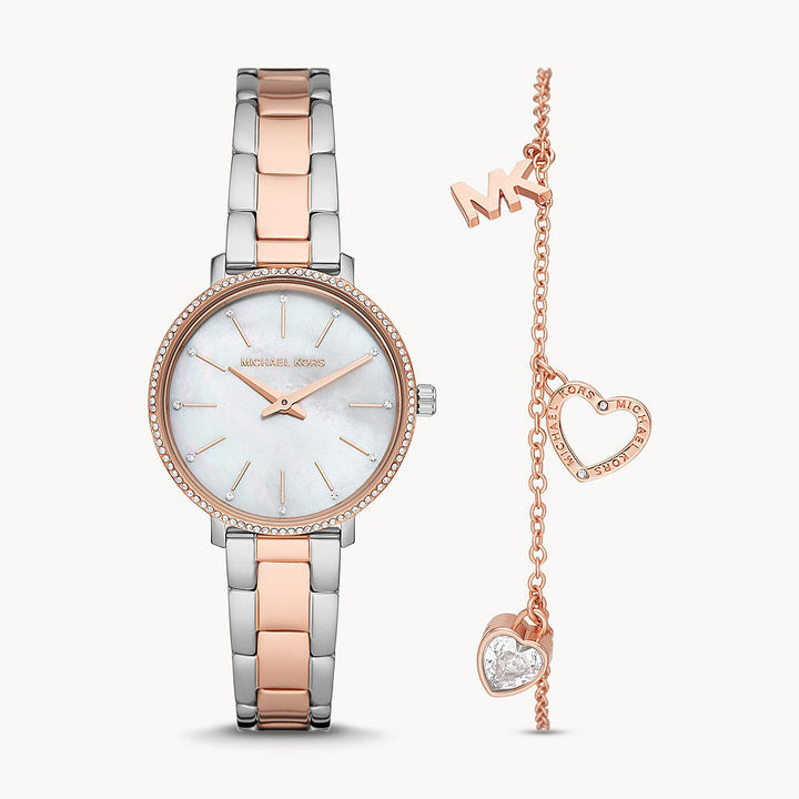 Michael Kors Pyper Two-Hand Two-Tone Stainless Steel Women&