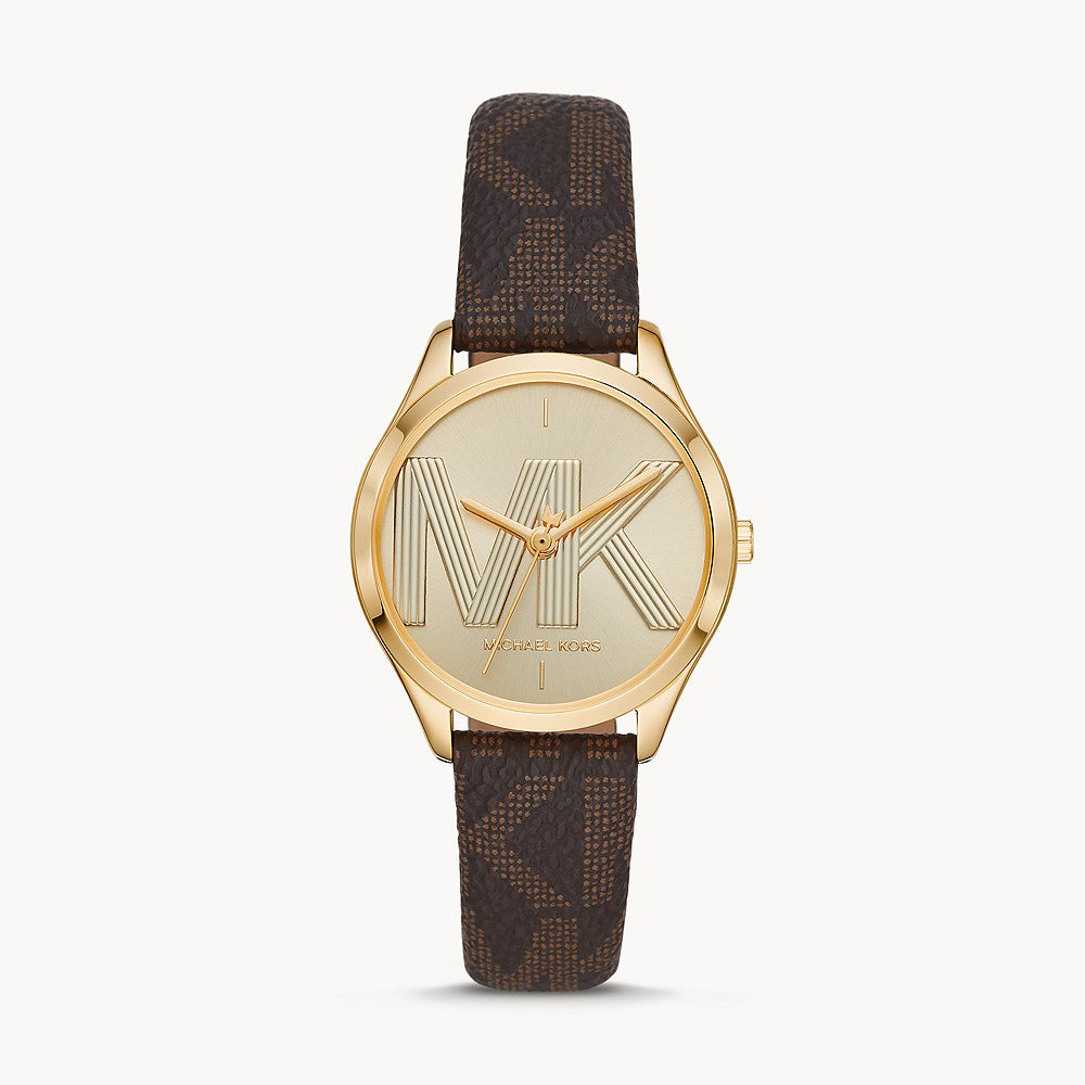 Michael Kors Jaycie Three-Hand Brown Leather Women&