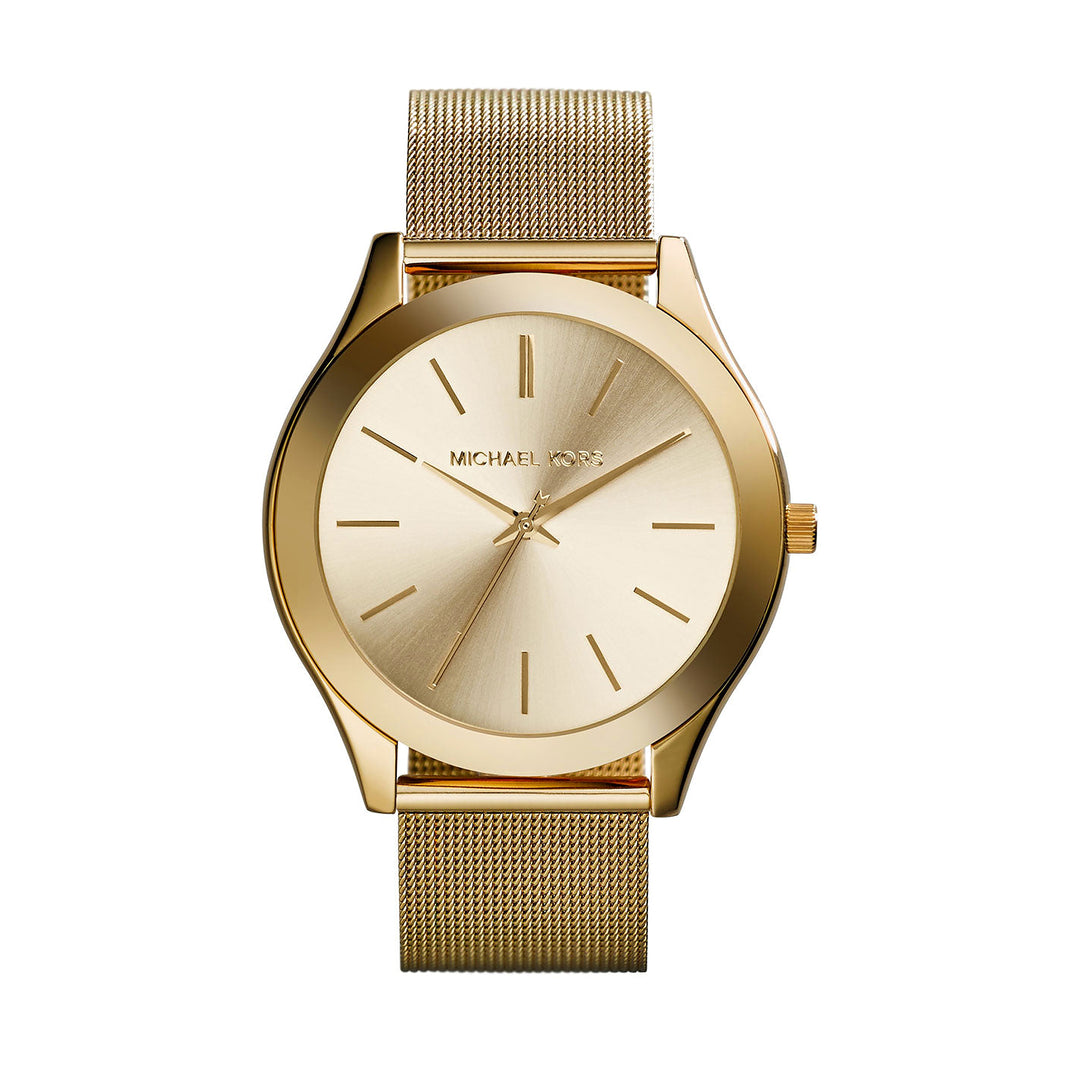 Michael Kors Slim Runway Gold Dial Gold-Tone Mesh Women&