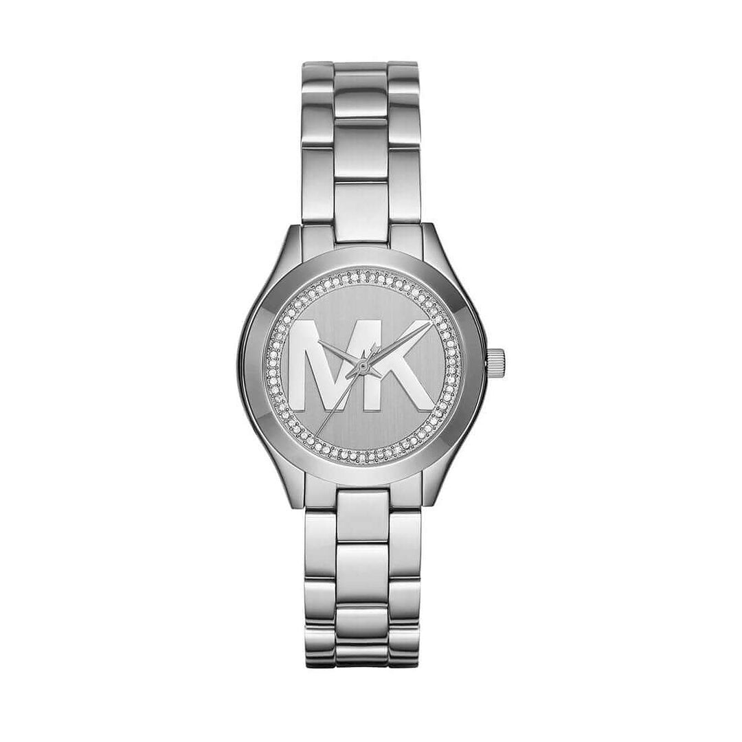 Michael Kors Mini Slim Runway Silver Crystal Dial Silver Women&
