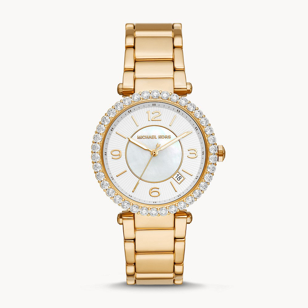 Michael Kors Parker Lux Three-Hand Gold-Tone Stainless Steel Women&